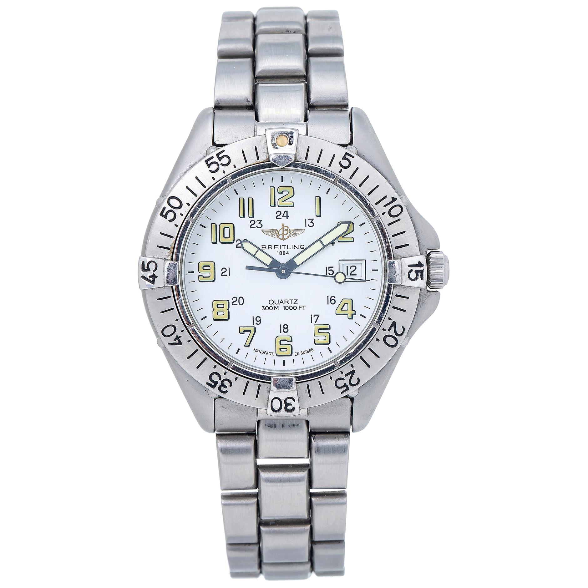 Breitling Colt Quartz A57035 White Dial Men's Date Watch For Sale