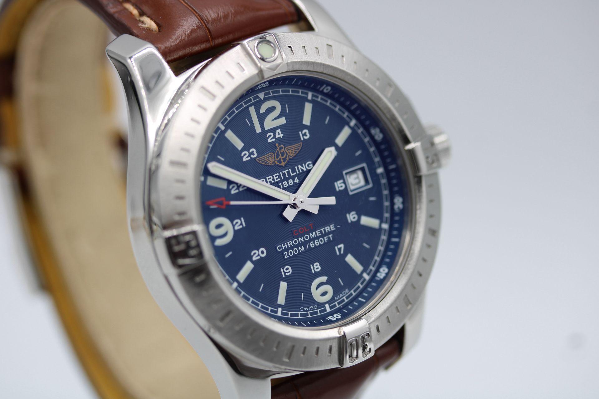 Breitling Colt Quarz A7438811  44mm  Blaues Zifferblatt  Box & Riemen im Angebot 1