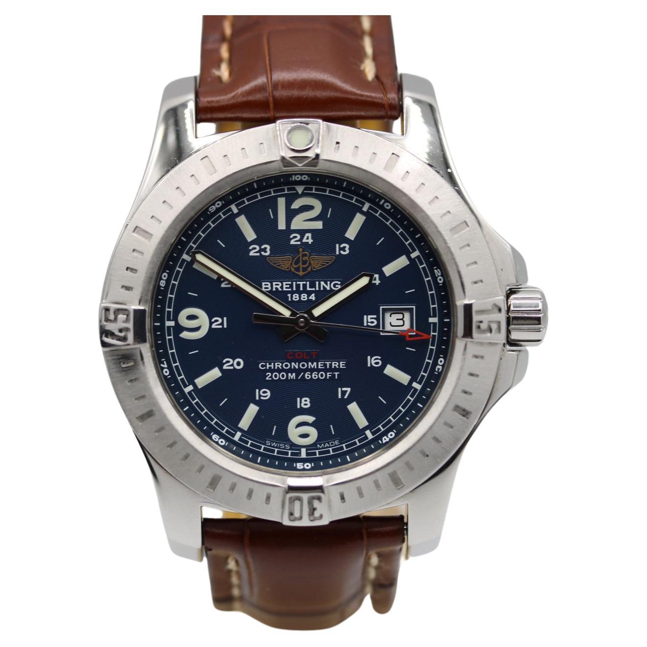 Breitling Colt al quarzo A7438811  44mm  Quadrante blu  Scatola e cinturino