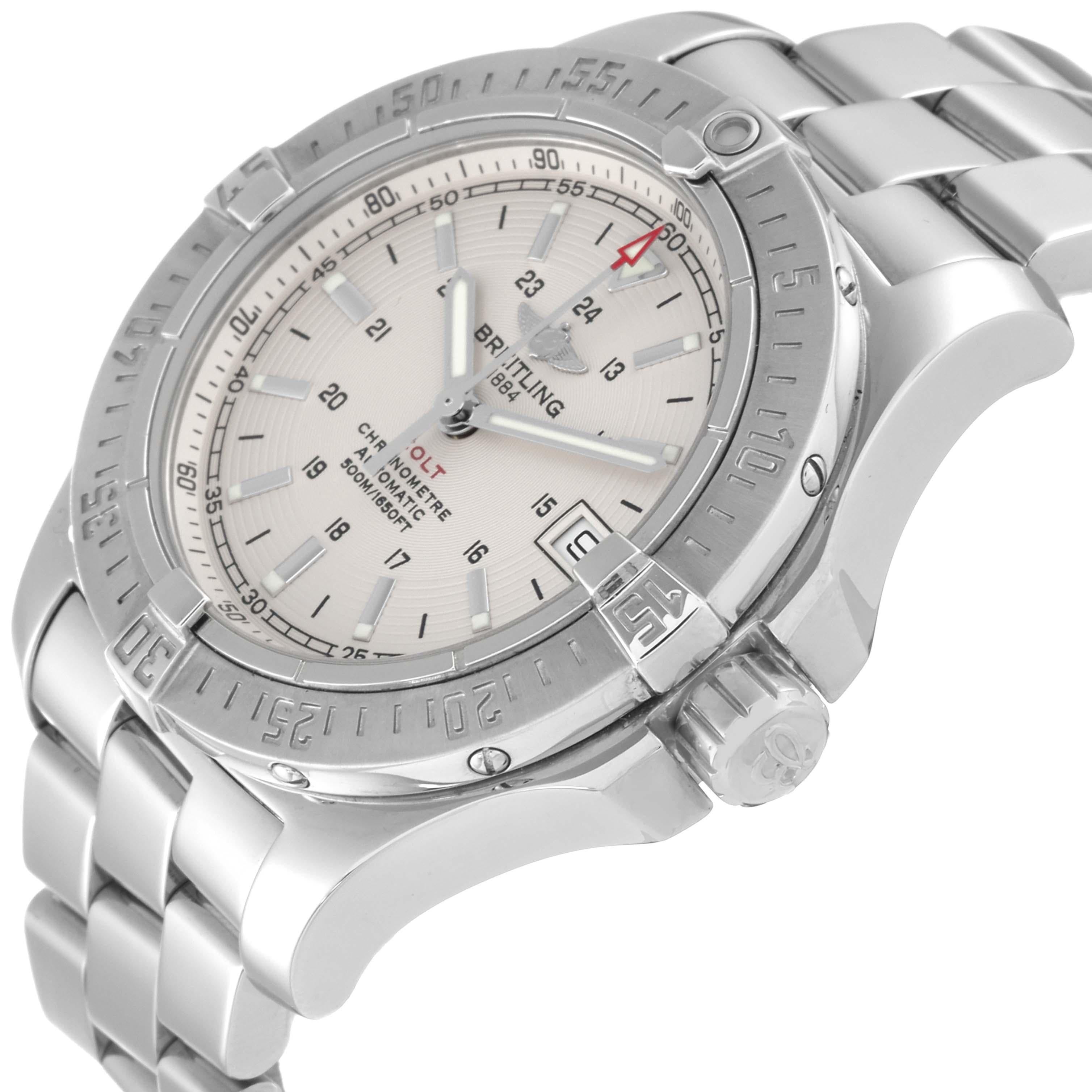 Breitling Colt Silber Zifferblatt Automatik Stahl Herrenuhr A17380 im Zustand „Hervorragend“ in Atlanta, GA