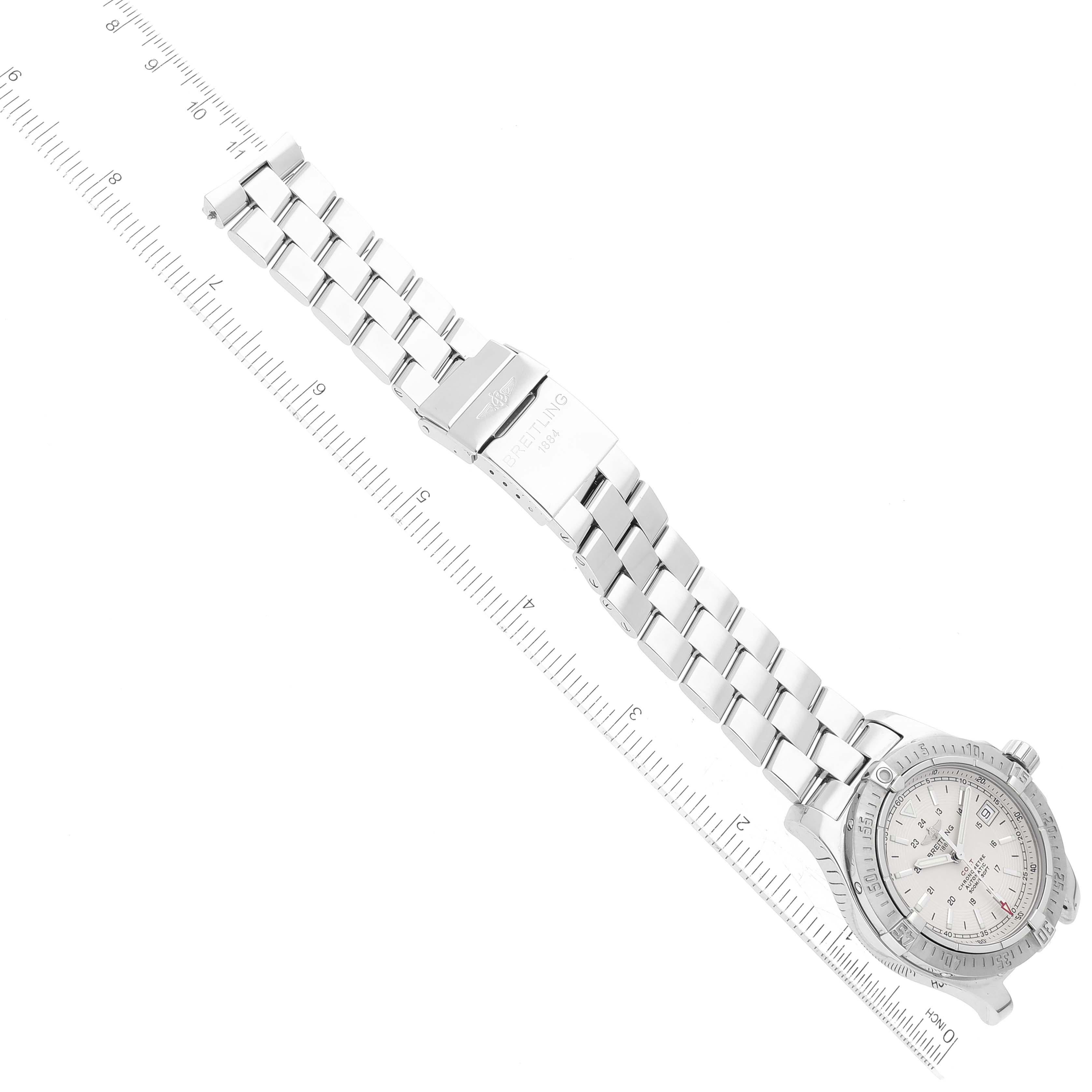 Breitling Colt Silber Zifferblatt Automatik Stahl Herrenuhr A17380 4