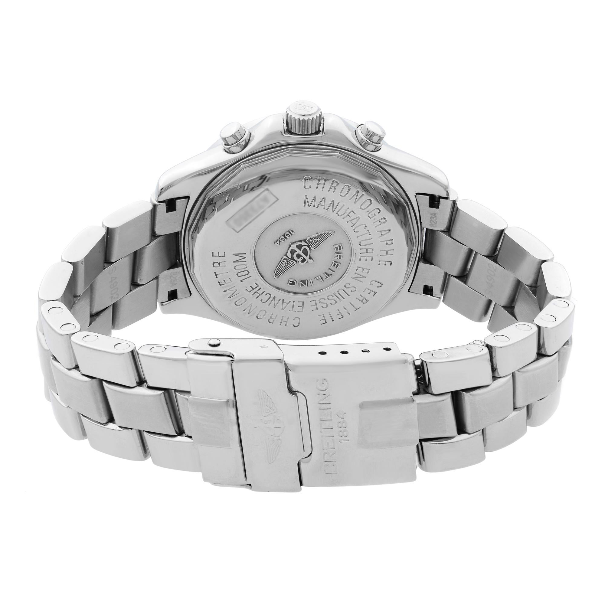 Breitling Colt Steel Silver Concentric Sticks Dial Quartz Men's Watch A73350 In Good Condition In New York, NY
