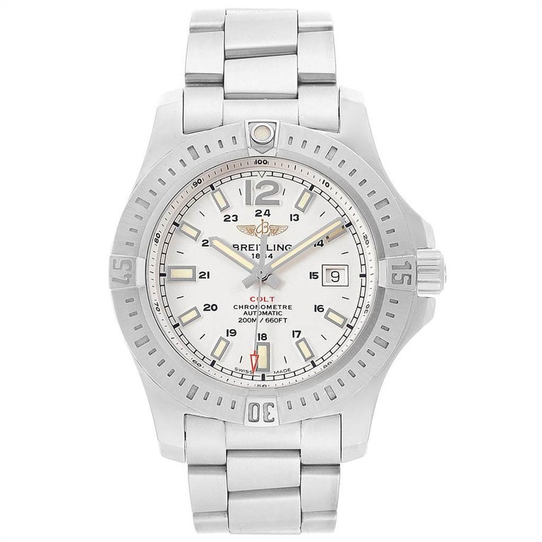 Breitling Colt White Dial Automatic Steel Men's Watch A17388 Box Card ...