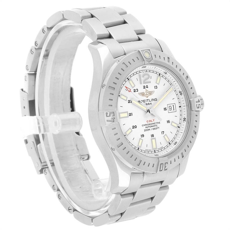 Breitling Colt White Dial Automatic Steel Men's Watch A17388 Box Card ...