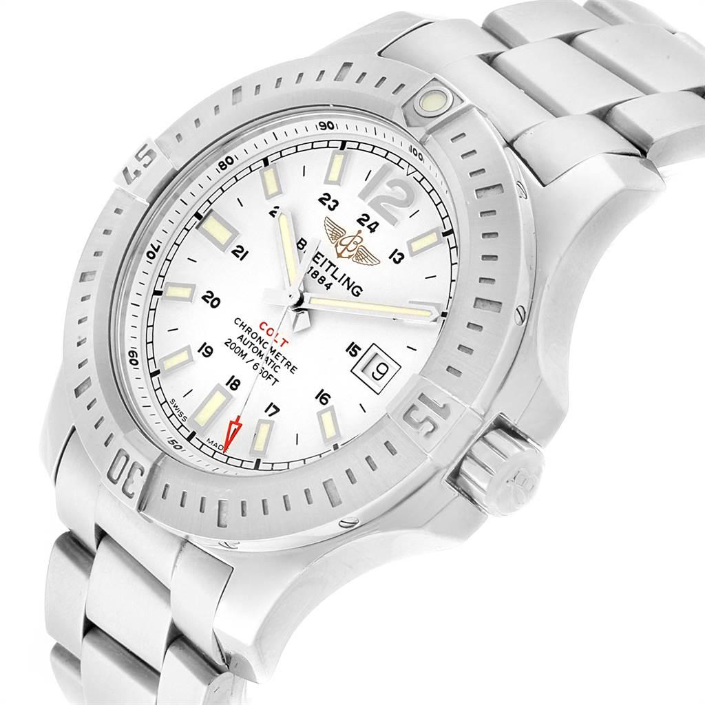 Breitling Colt White Dial Automatic Steel Men's Watch A17388 Box Card For Sale 1