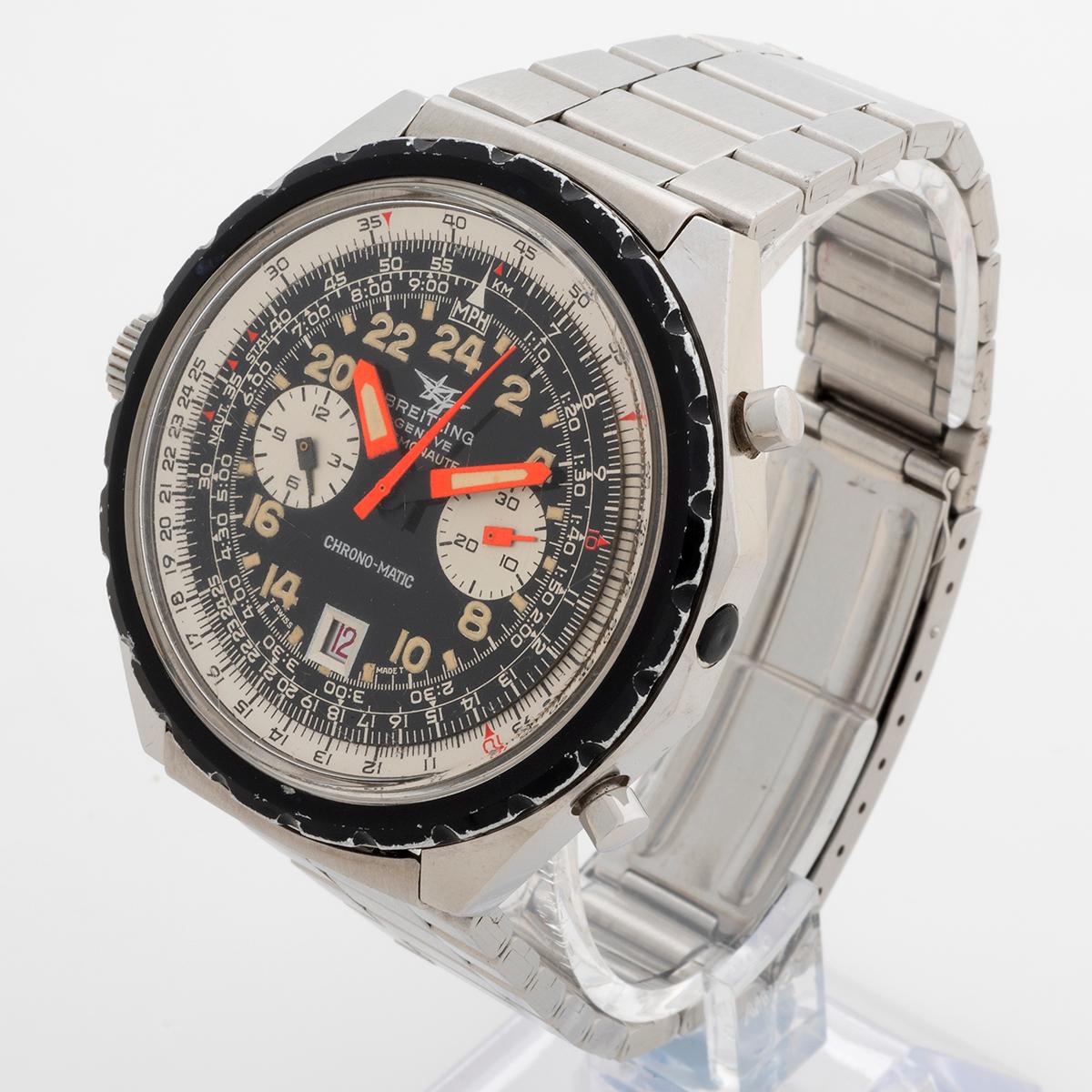 Breitling Cosmonaute Chrono-matic Wristwatch 1809, Call 11, 48mm Case. c1970. In Good Condition For Sale In Canterbury, GB