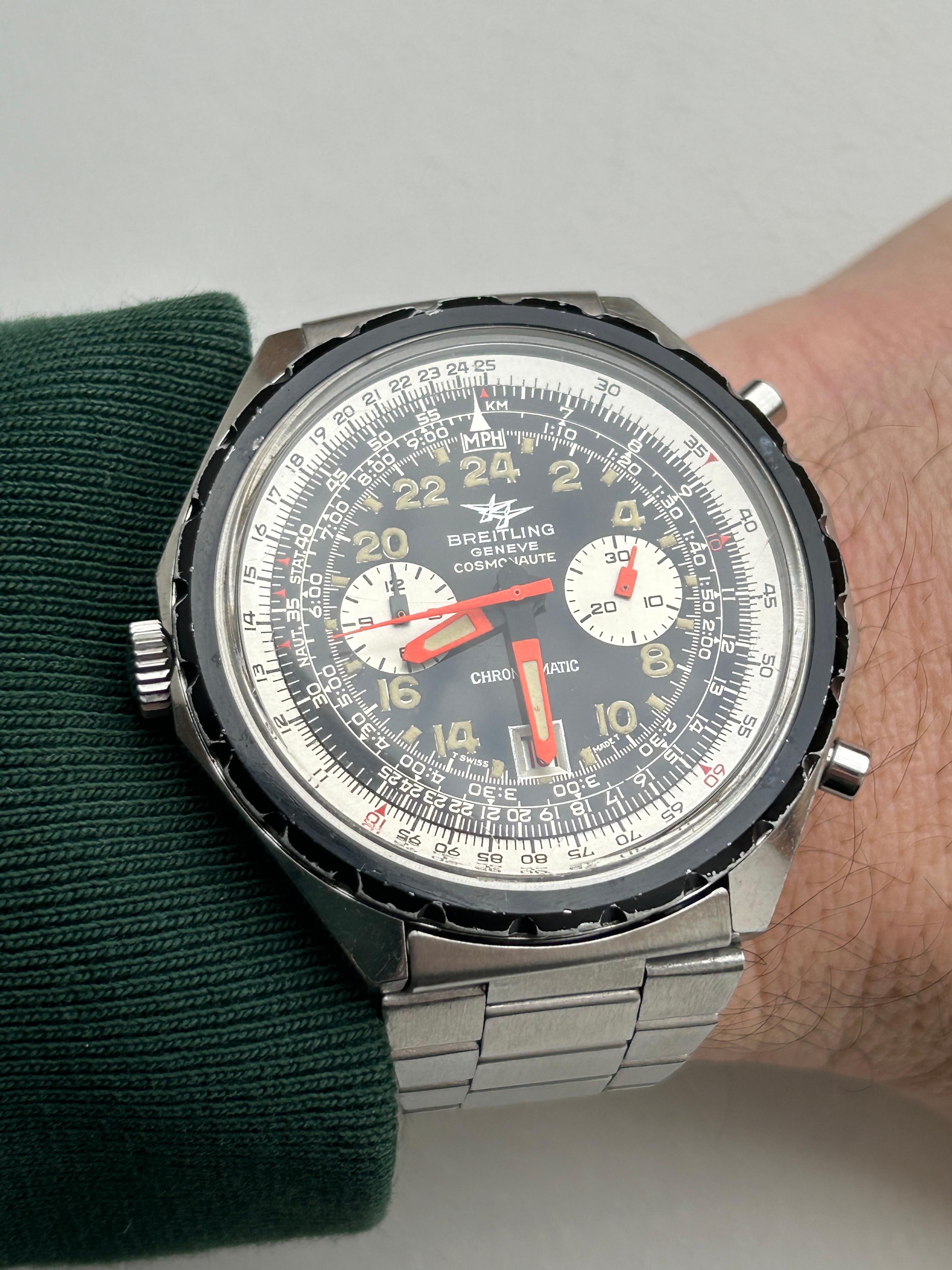 Breitling Cosmonaute Chrono-matic Armbanduhr 1809, Call 11, 48 mm Gehäuse. ca. 1970. im Angebot 2