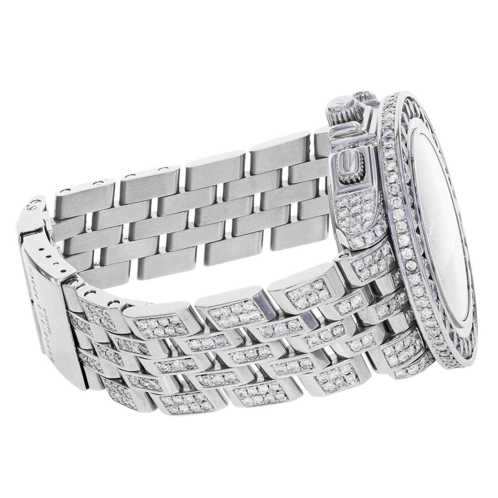 Breitling Crosswind A44355 MOP Steel Custom Diamonds 20cttw Automatic Mens Watch In Good Condition In New York, NY