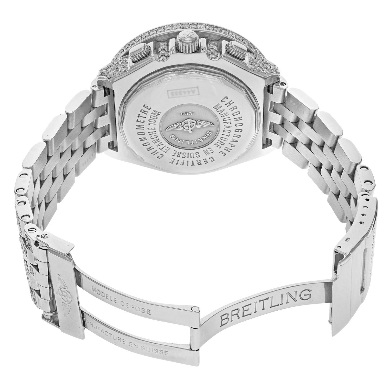 Breitling Crosswind A44355 MOP Steel Custom Diamonds 20cttw Automatic Mens Watch 1