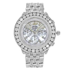 Breitling Crosswind A44355 MOP Steel Custom Diamonds 20cttw Automatic Mens Watch