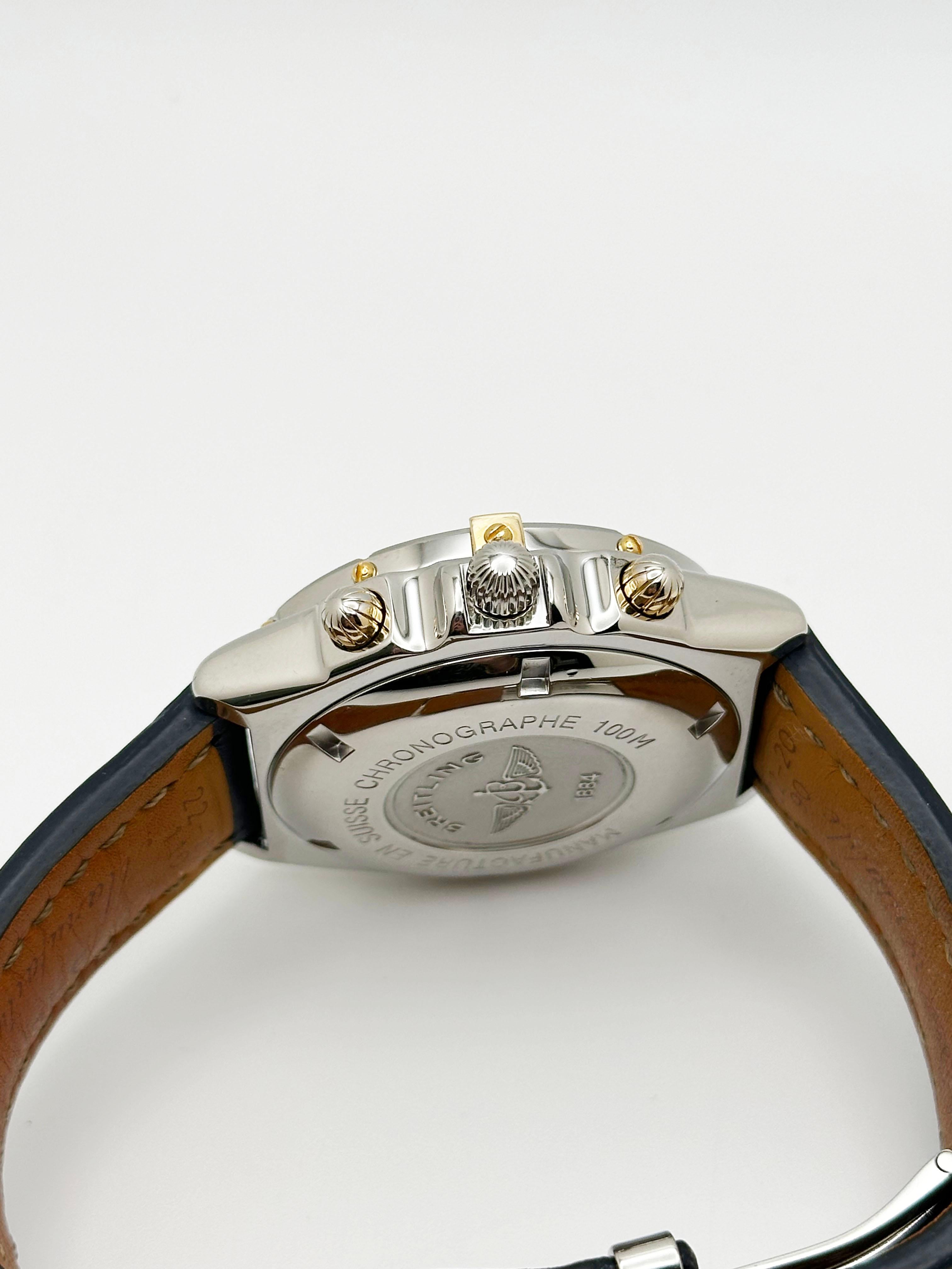 Breitling Crosswind B13055 Weißes Zifferblatt Stahl 18K Gelbgold Blaues Riemen Box Papier 6
