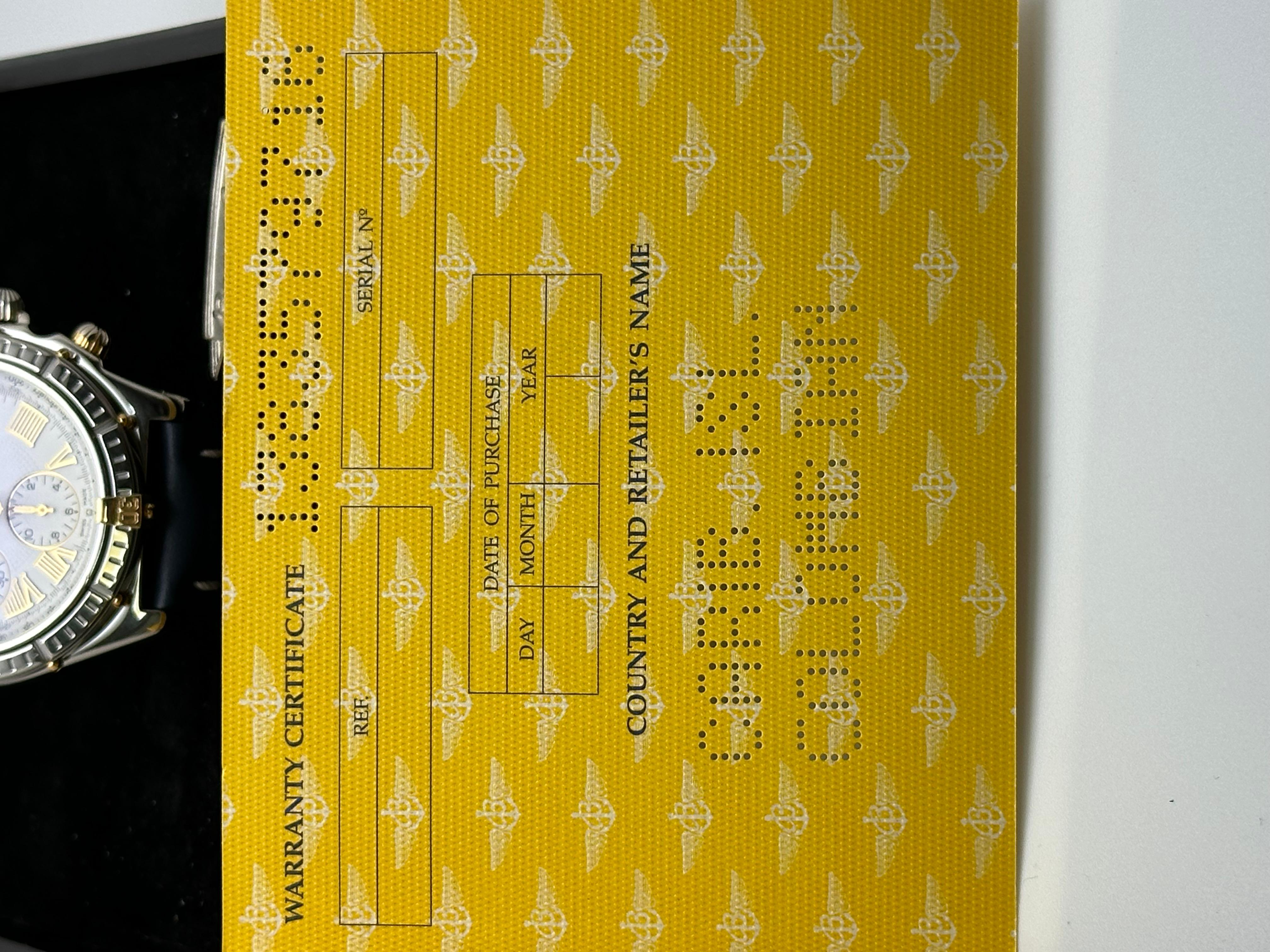 Breitling Crosswind B13055 Weißes Zifferblatt Stahl 18K Gelbgold Blaues Riemen Box Papier 9