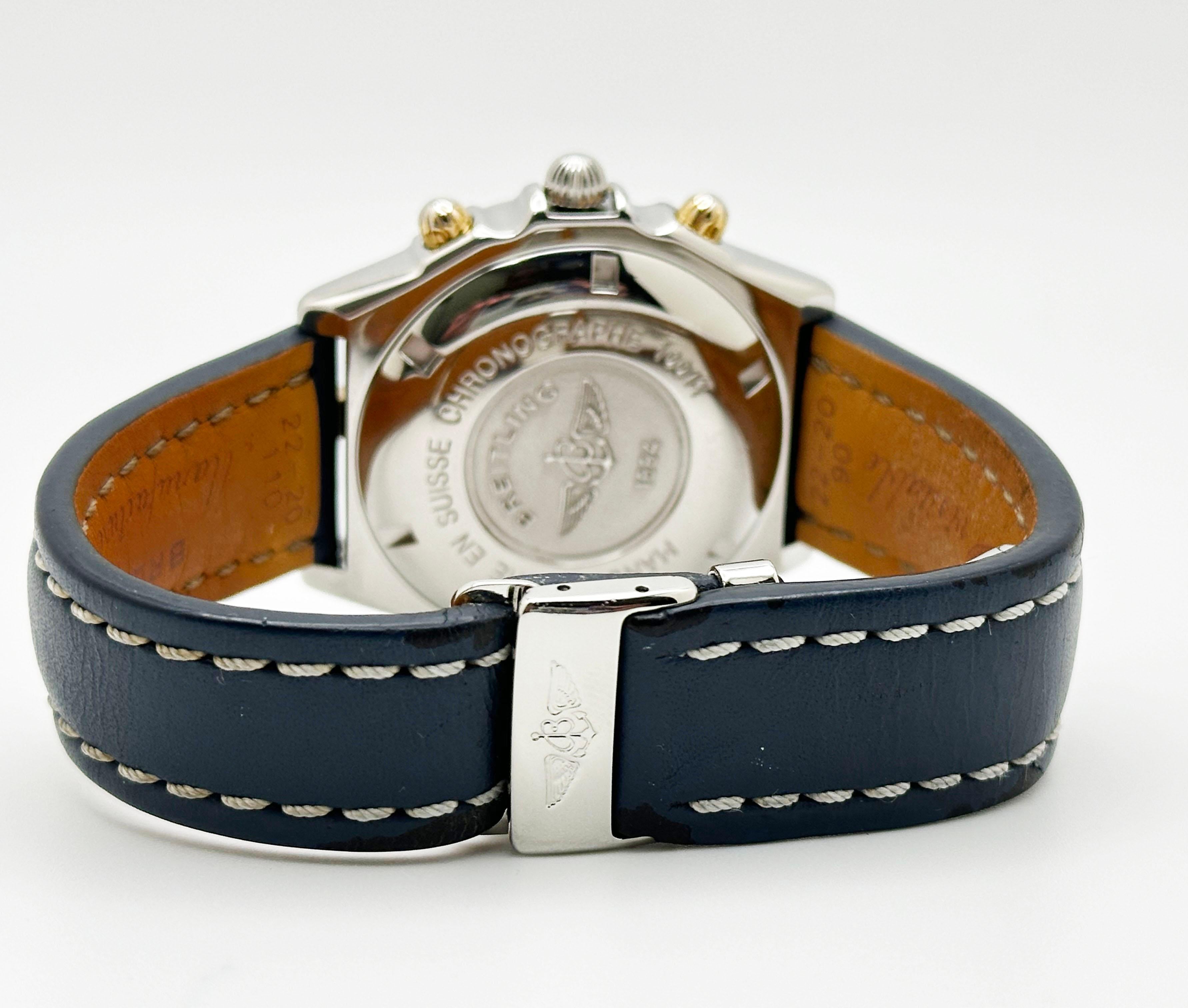 Breitling Crosswind B13055 Weißes Zifferblatt Stahl 18K Gelbgold Blaues Riemen Box Papier 4
