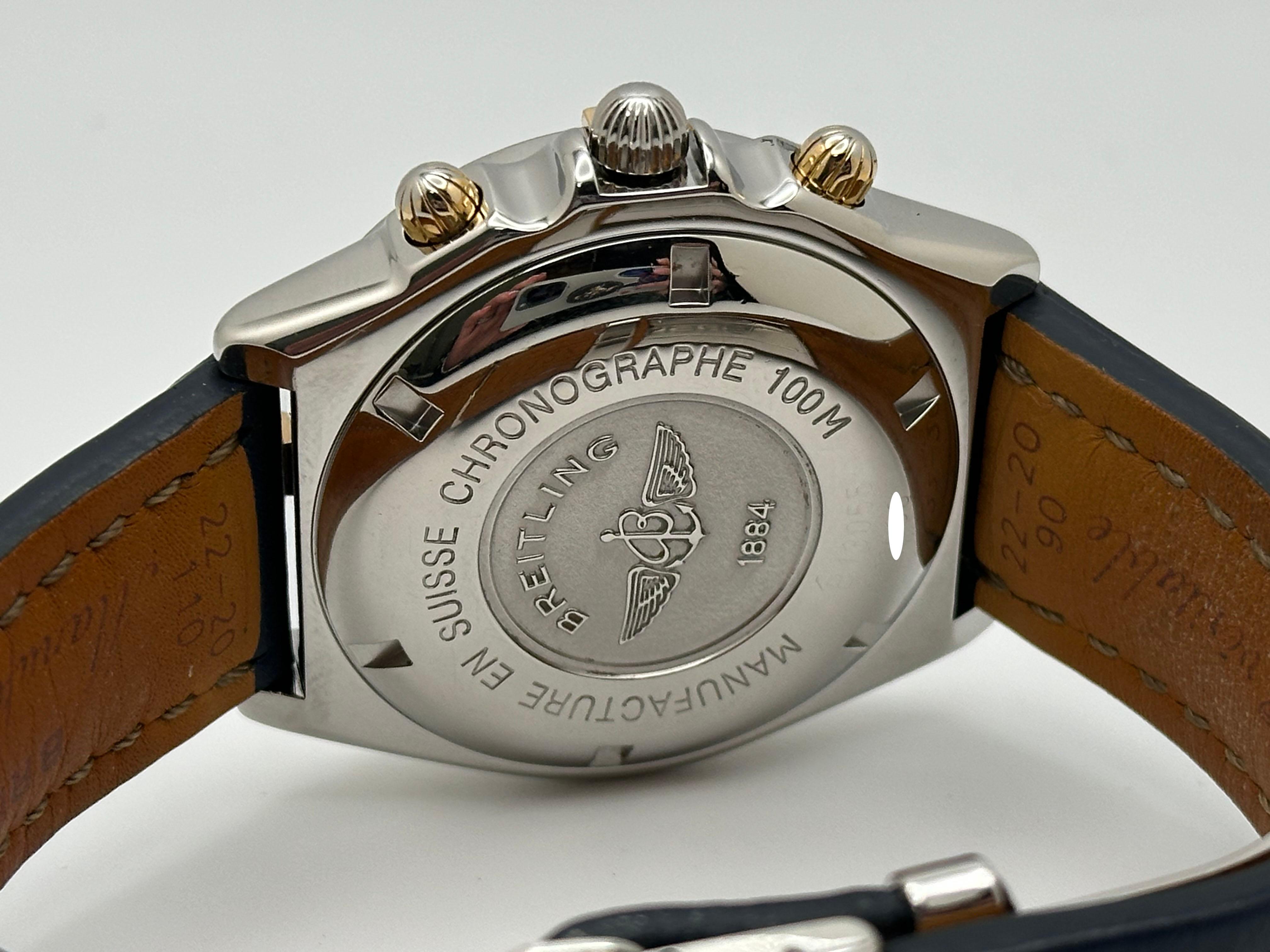 Breitling Crosswind B13055 Weißes Zifferblatt Stahl 18K Gelbgold Blaues Riemen Box Papier 5