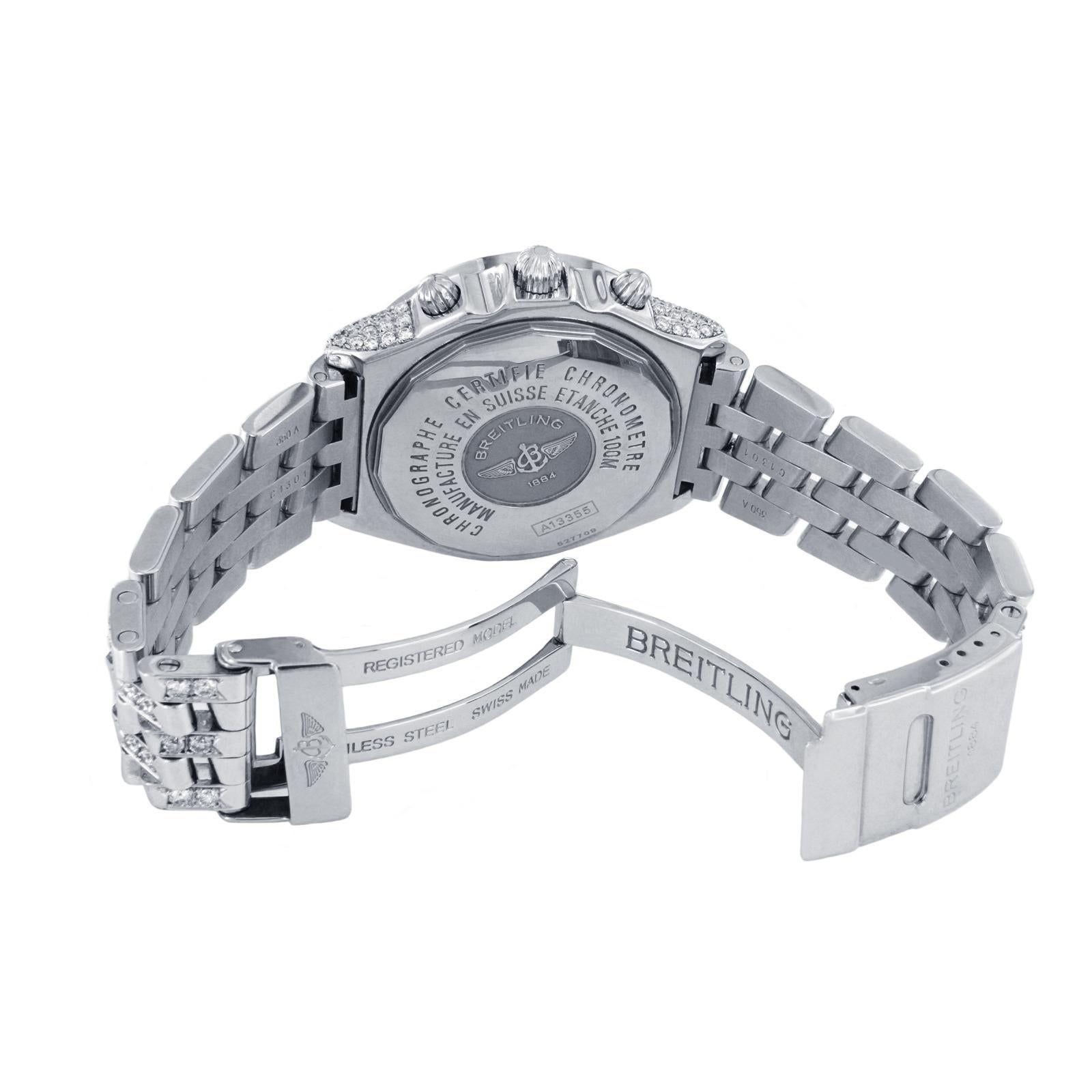Breitling Crosswind Chronograph Automatik-Diamantuhr A13355 (Rundschliff) im Angebot