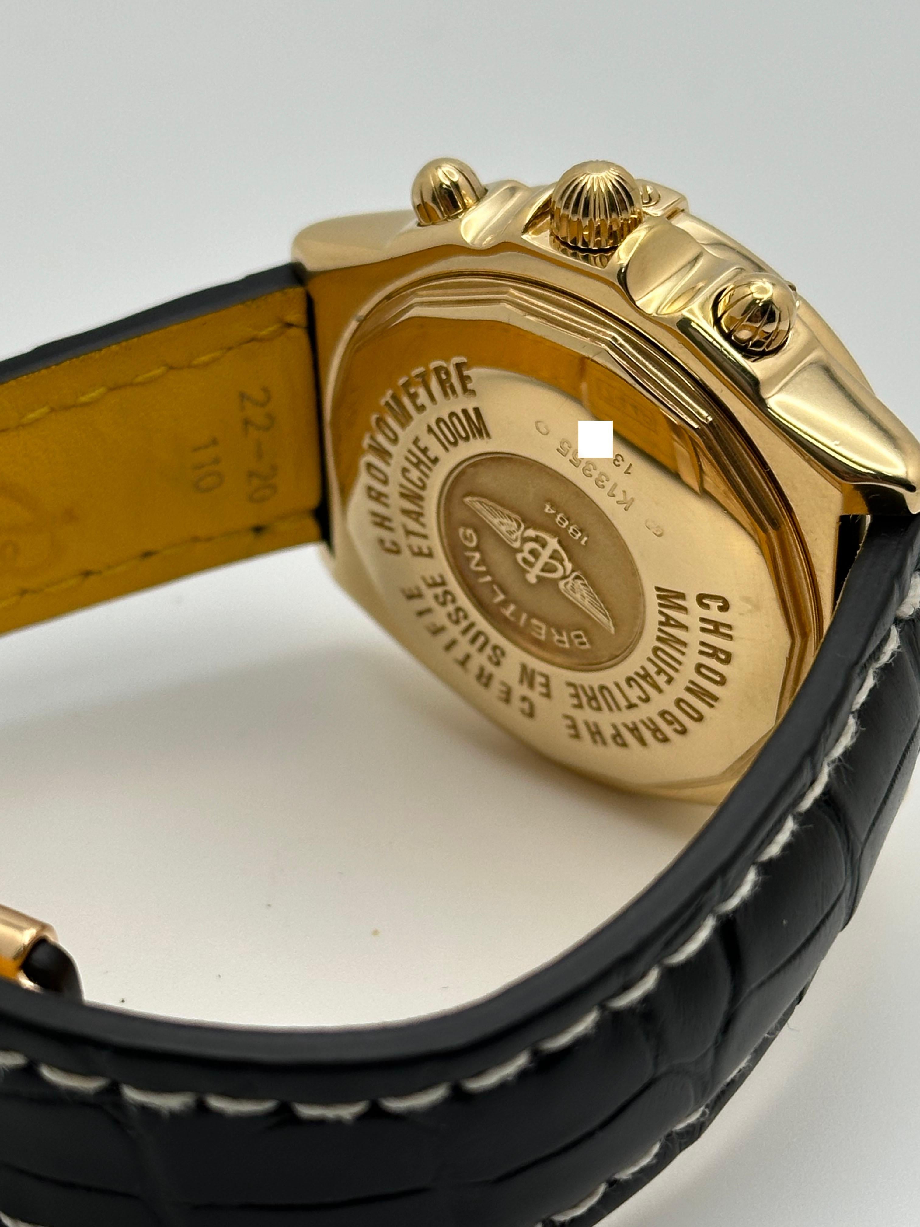 Breitling Crosswind Chronograph K13355 Cadran noir Or jaune 18K Box Paper 42mm Unisexe en vente