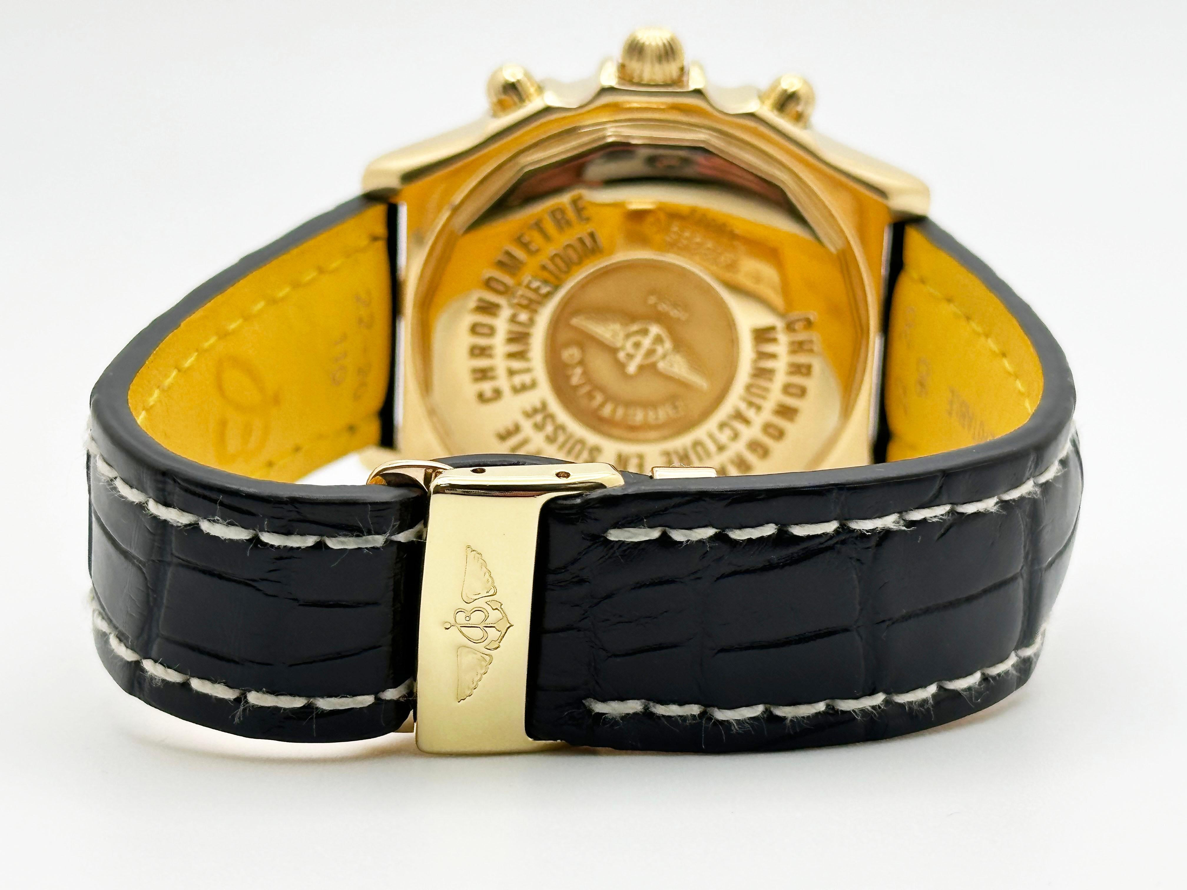 Breitling Crosswind Chronograph K13355 Cadran noir Or jaune 18K Box Paper 42mm en vente 2