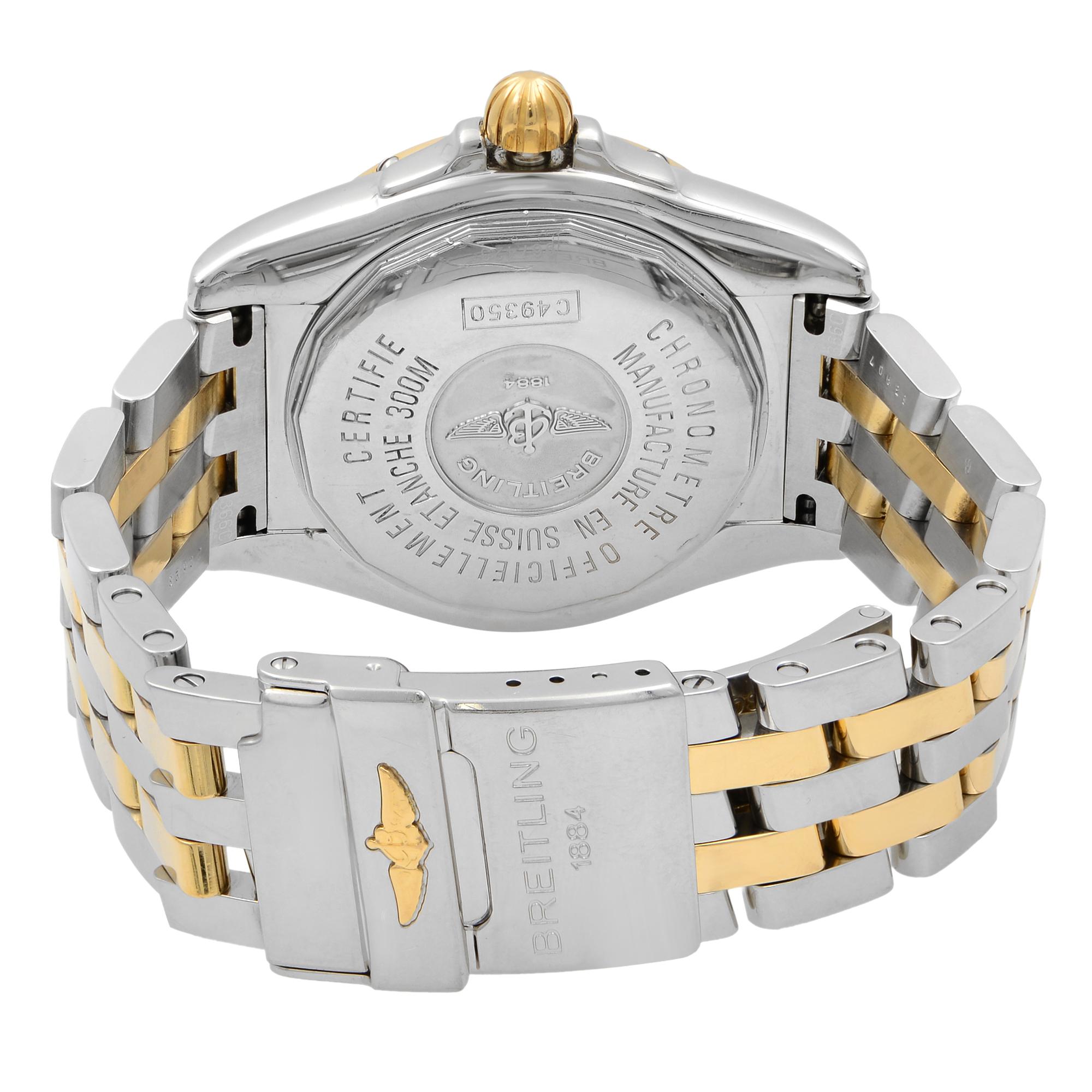 Breitling Crosswind Cockpit Steel 18K Yellow Gold Automatic Men’s Watch C49350 In Excellent Condition In New York, NY