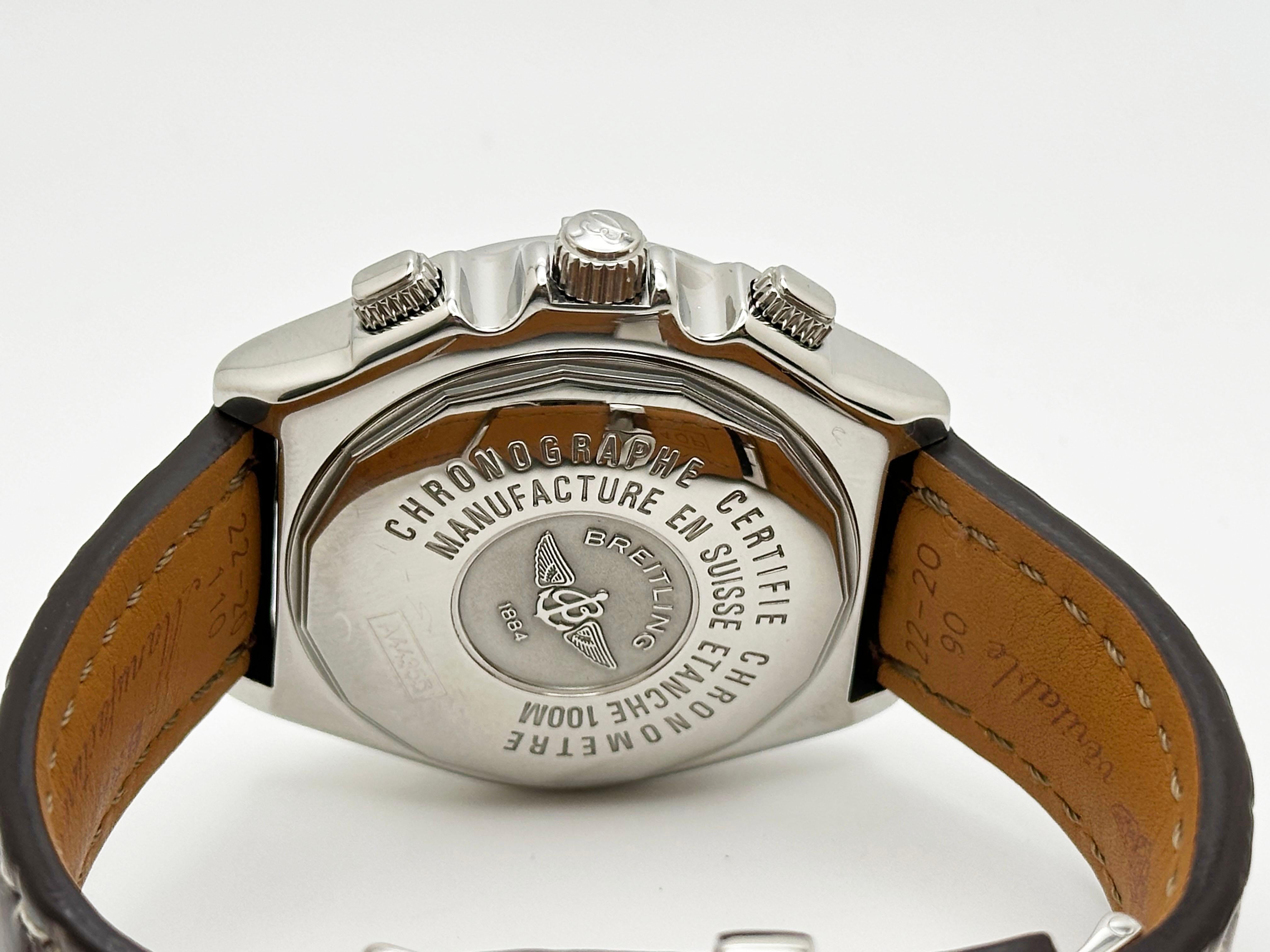 Breitling Crosswind Special A44355 Weißes Zifferblatt Braunes Lederarmband 44mm im Angebot 2