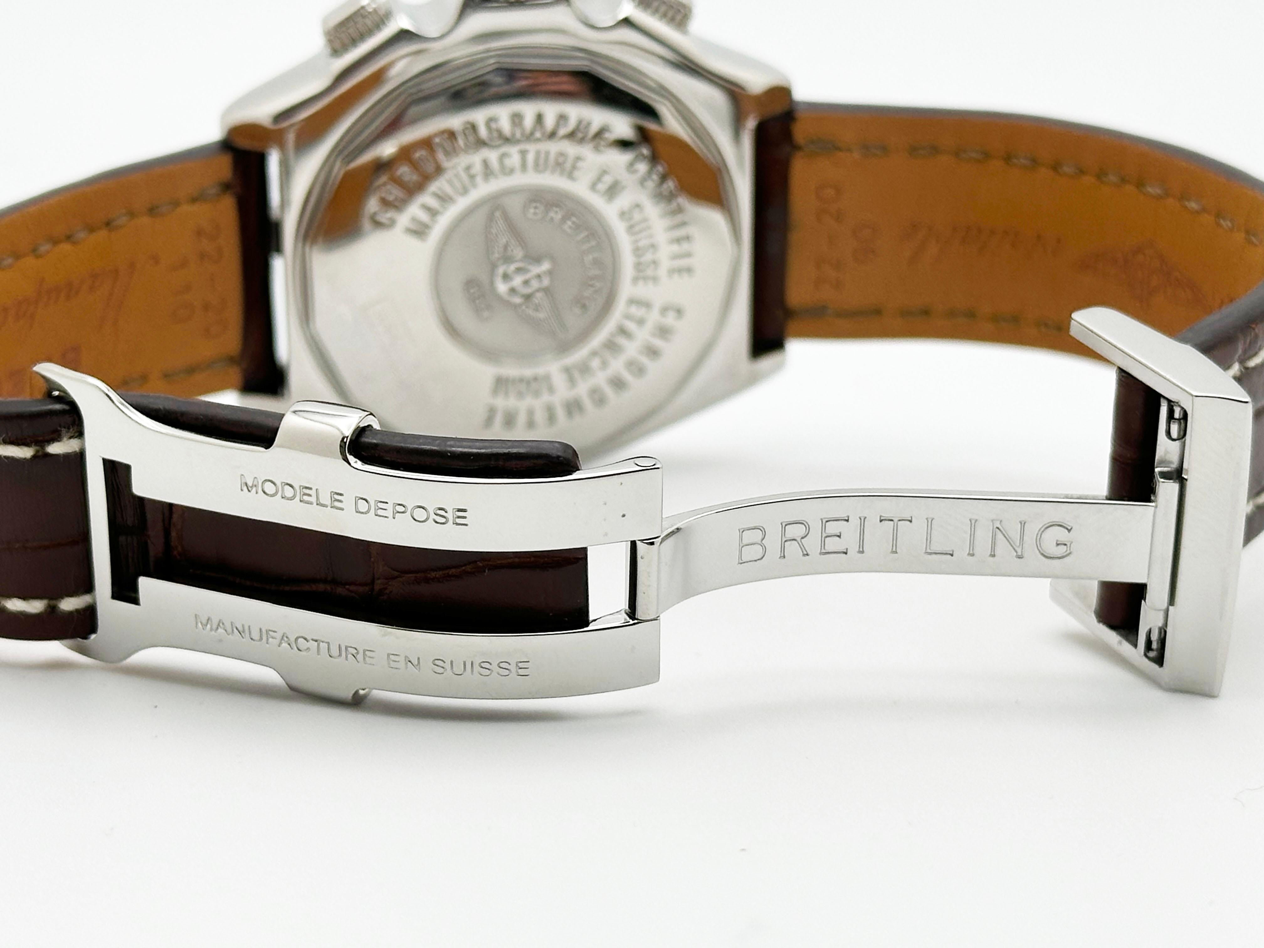 Breitling Crosswind Special A44355 Weißes Zifferblatt Braunes Lederarmband 44mm im Angebot 3