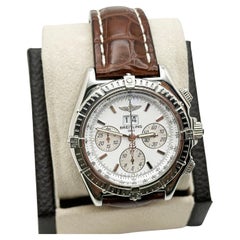 Breitling Crosswind Special A44355 Weißes Zifferblatt Braunes Lederarmband 44mm