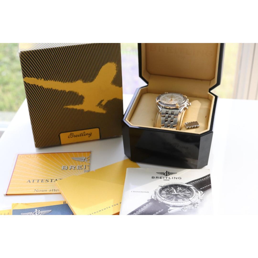Vintage from before 2000
Band Material: Stainless steel
Materials: Gold
Power: Mechanical

Readout: Analog

Breitling Breitling Crosswind Stainless Steel White Dial 43mm Watch B13355 with stainless steel case and bracelet. Comes with Original Box