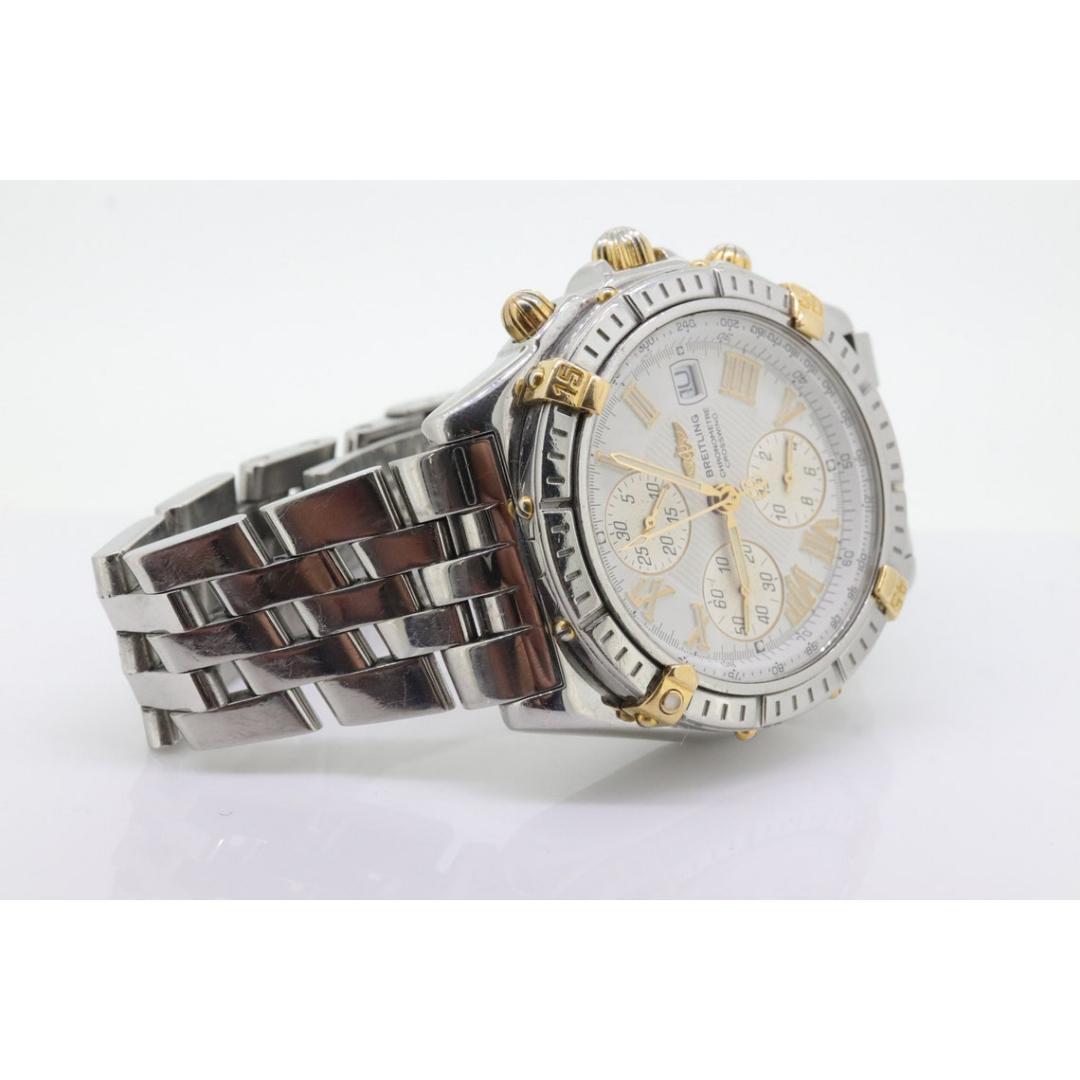 Breitling Crosswind Stainless Steel White Dial Gold Tone 43mm Watch B13355 Box In Excellent Condition For Sale In Port Charlotte, FL