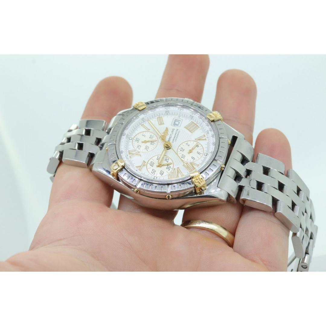 Breitling Crosswind Stainless Steel White Dial Gold Tone 43mm Watch B13355 Box For Sale 1