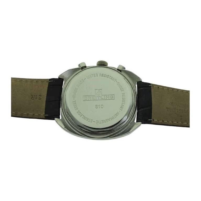 Chronographe en forme de coussin Breitling avec cadran d'origine, vers les années 1960 en vente 2