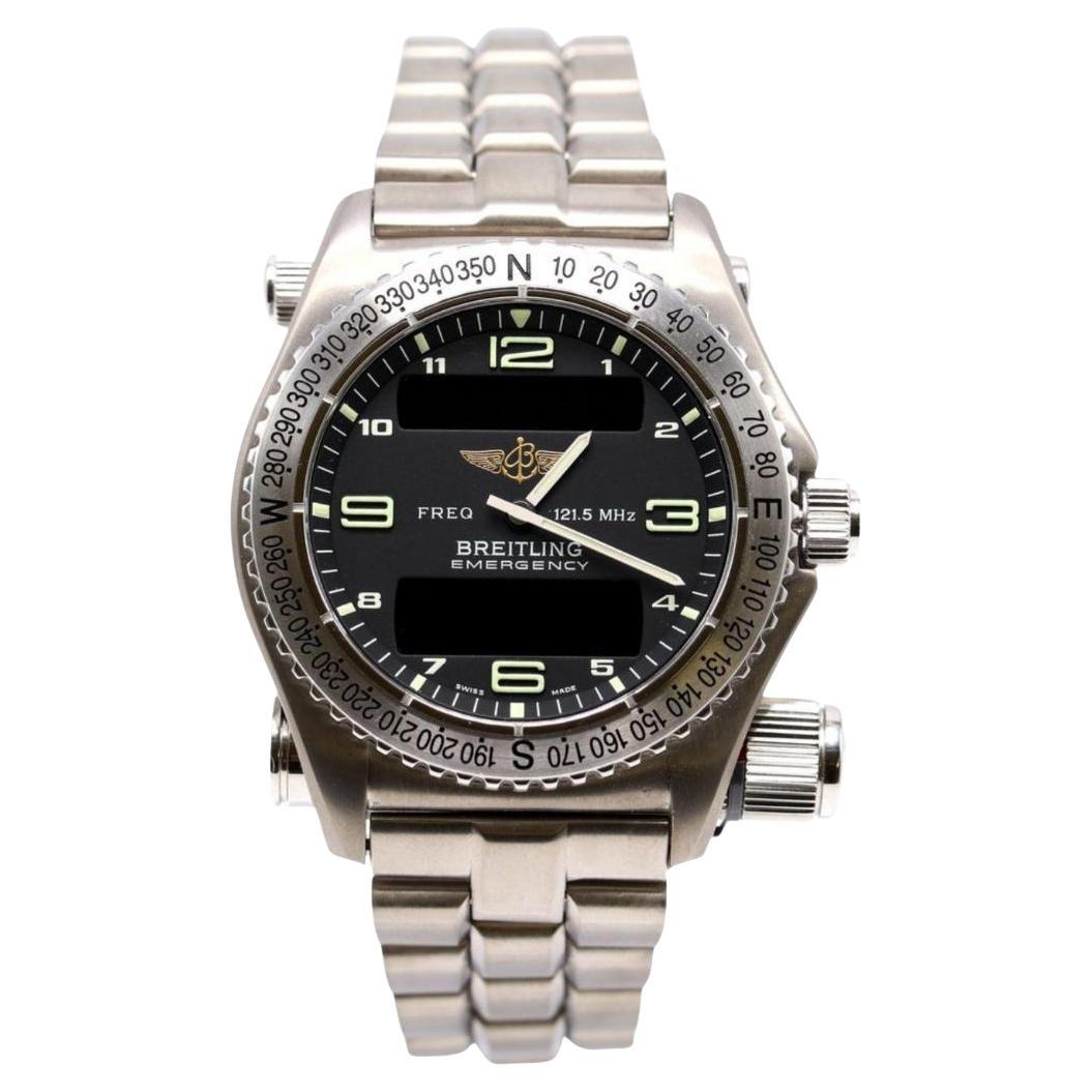 Breitling Emergency E56321 Titanio Esfera Negra Reloj Transmisor de Cuarzo Juego Completo en venta