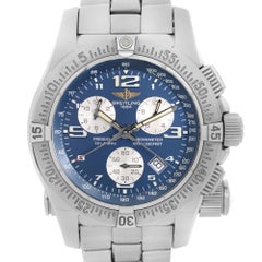 Breitling Emergency Mission Chronograph Stahlblaue Quarzuhr mit blauem Zifferblatt A73321