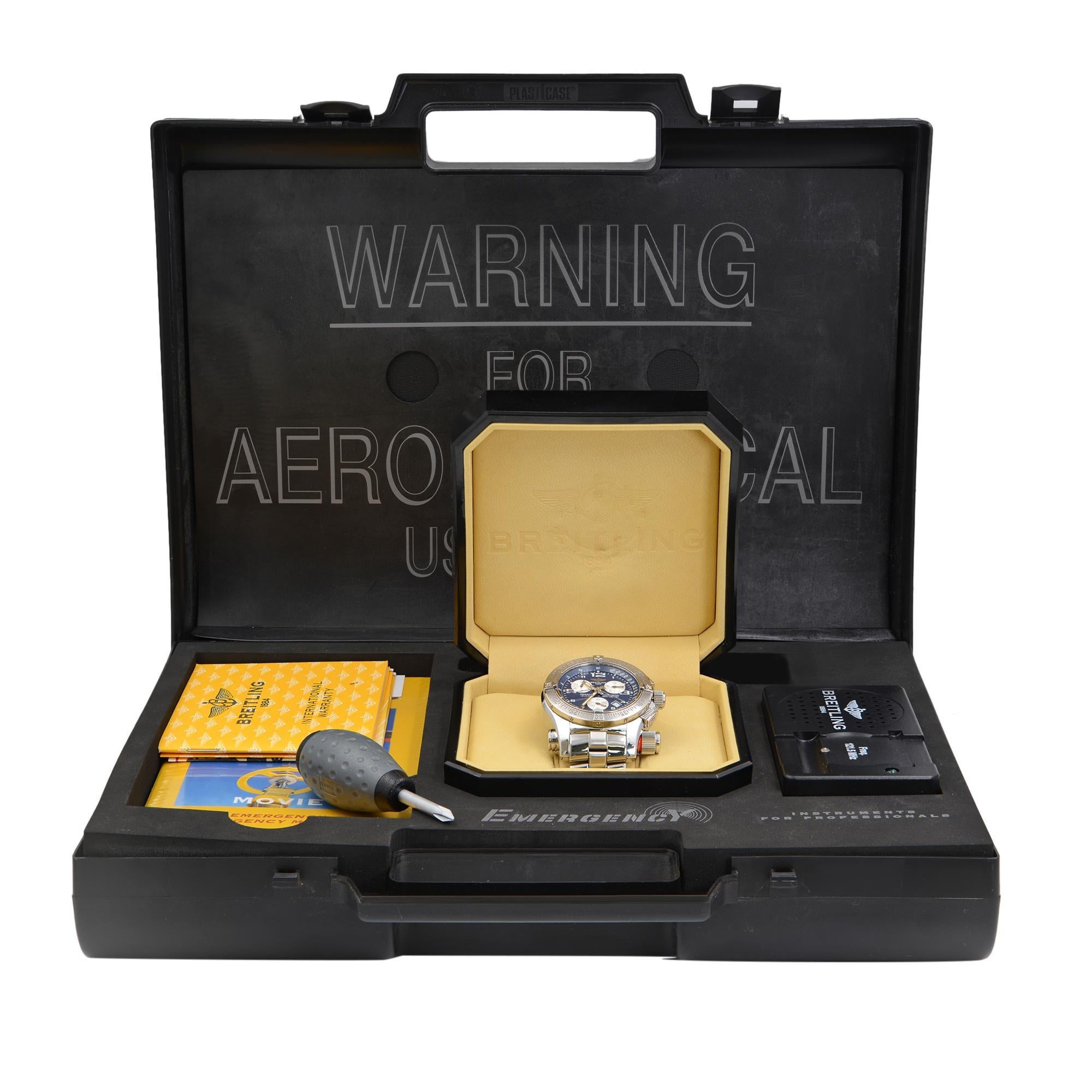 Men's Breitling Emergency Mission Chronograph Steel Blue Dial Quartz Watch A73321