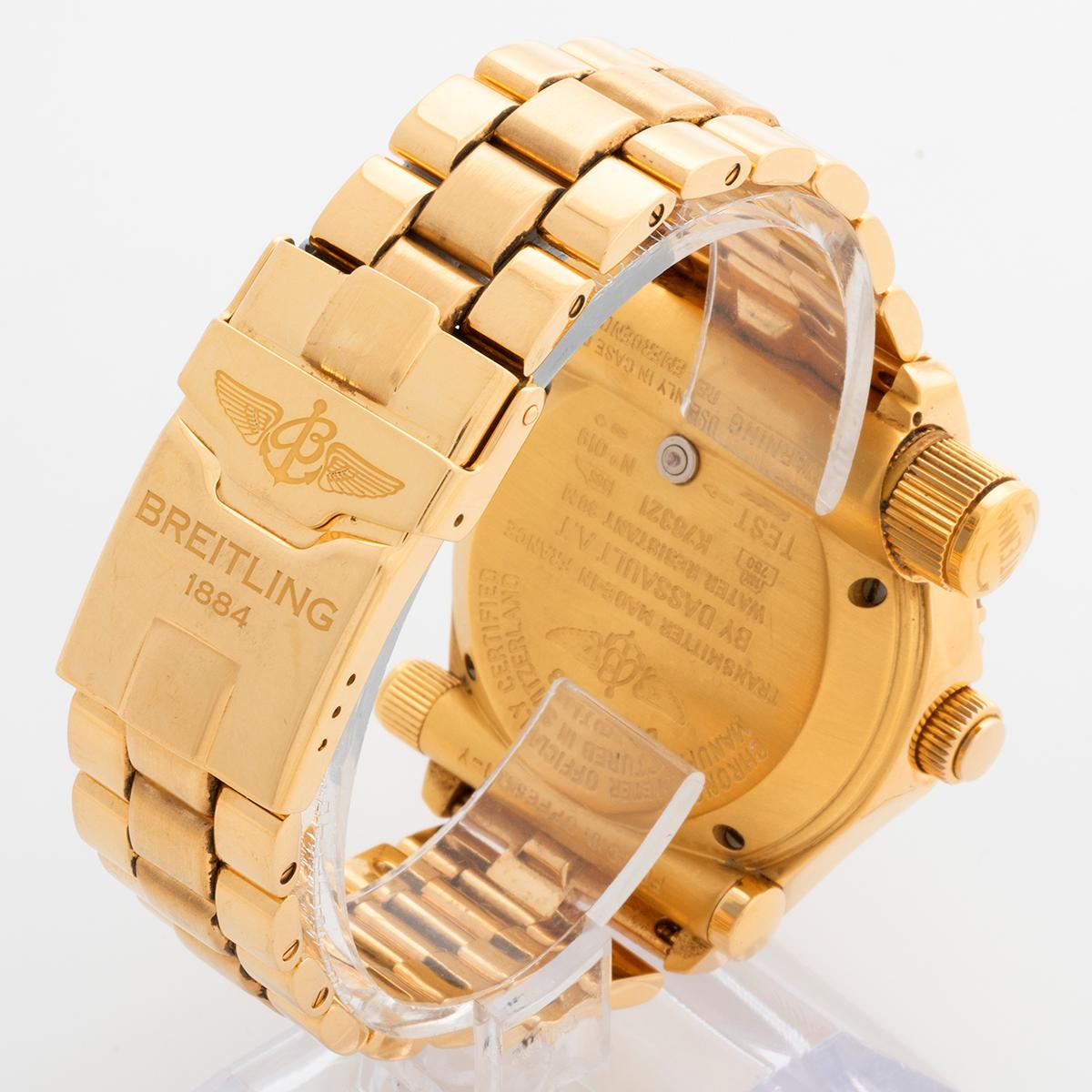 Breitling Emergency Wristwatch Ref K76321, 43mm Case, 18K Yellow Gold, Full Set For Sale 2