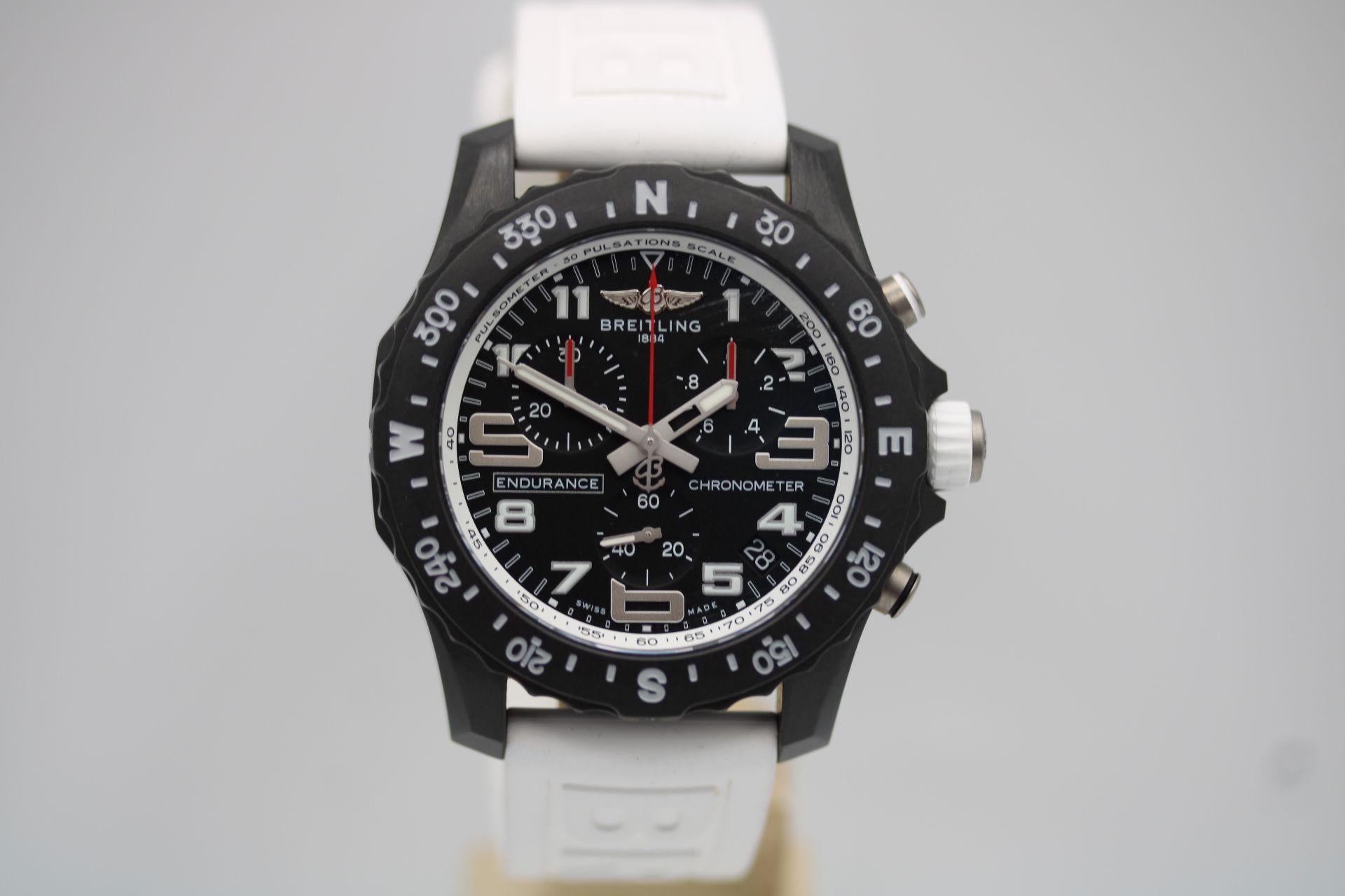 The Breitling Endurance Pro offers great value in a watch as well as being different and durable. This model X82310 is the 'White' version that was originally sold in March 2022 and is in almost unworn condition.

Designed for men and women whose
