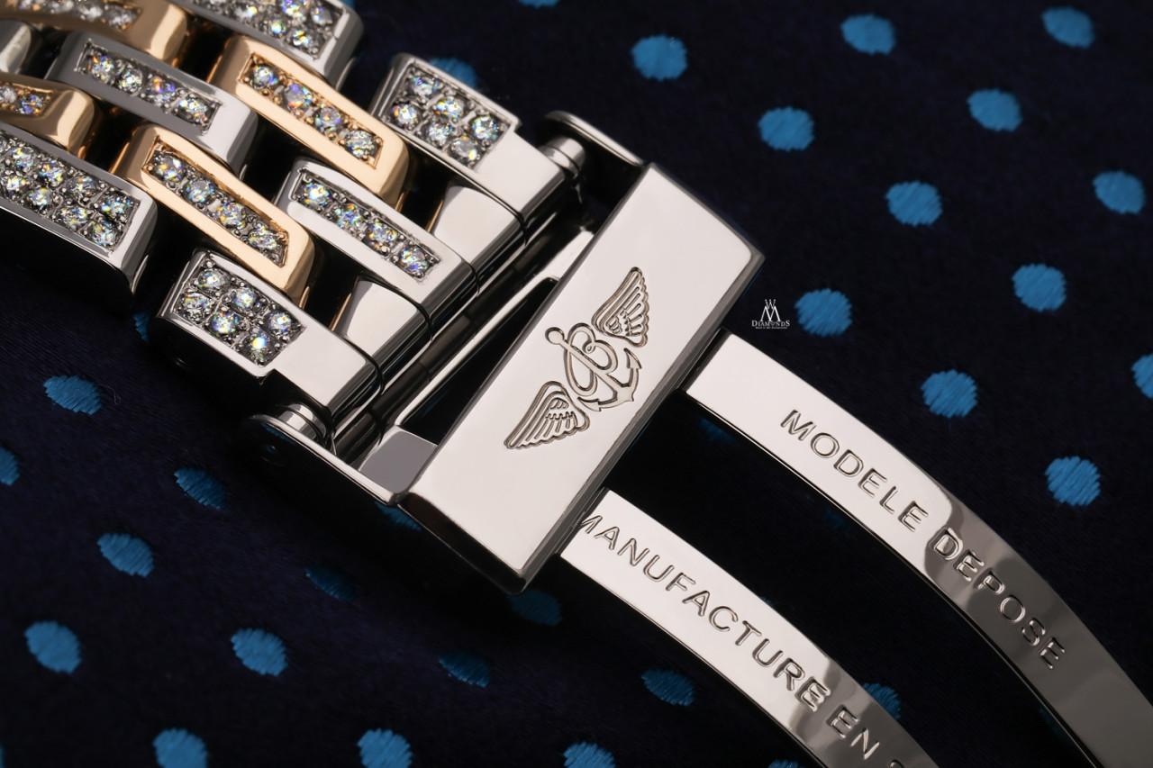 Breitling Evolution Montre chronomat bicolore en diamants avec cadran en nacre en vente 1