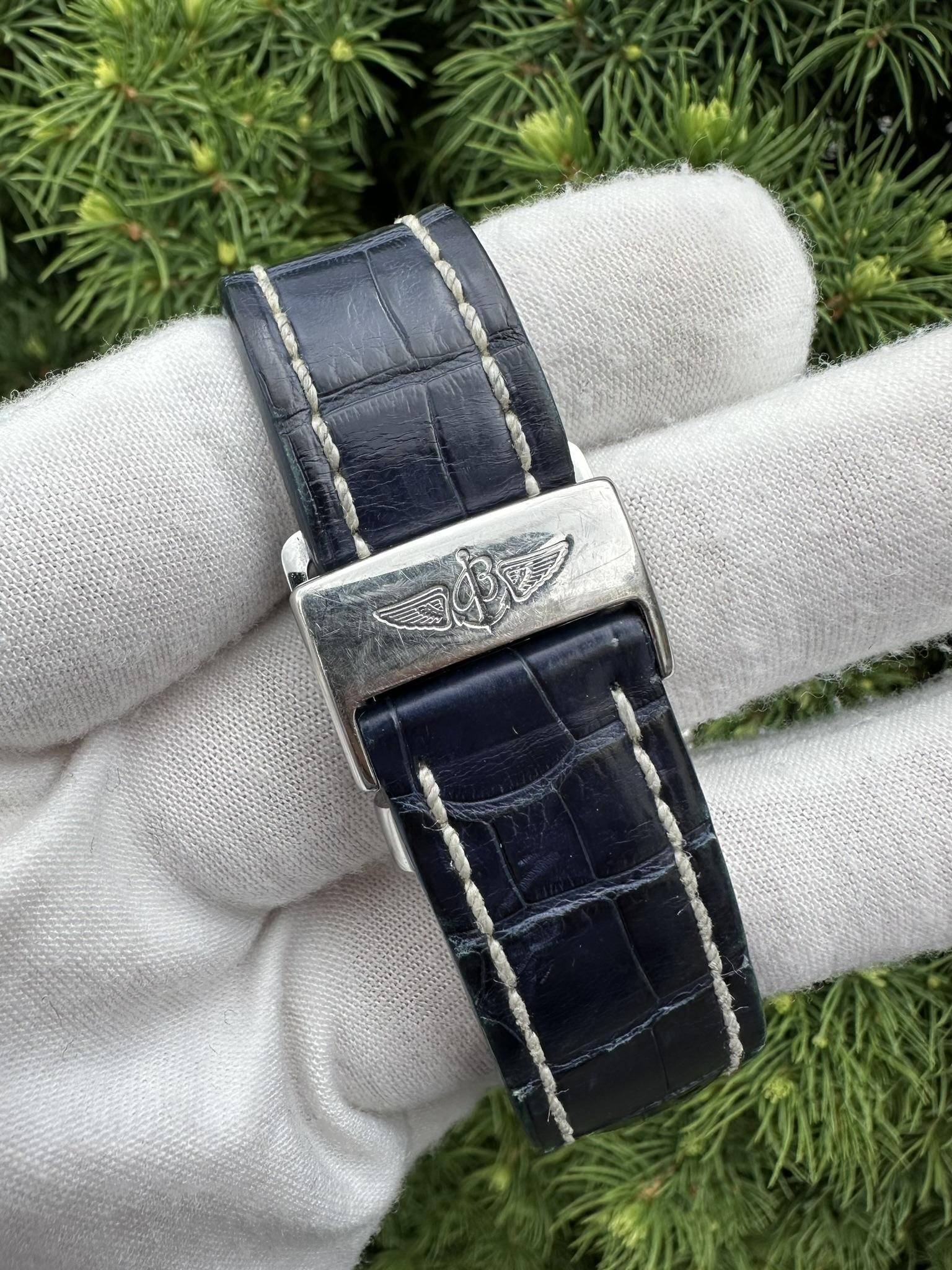Women's or Men's Breitling for Bentley Flying B Automatic Rectangular Watch Blue Strap Ref A28362