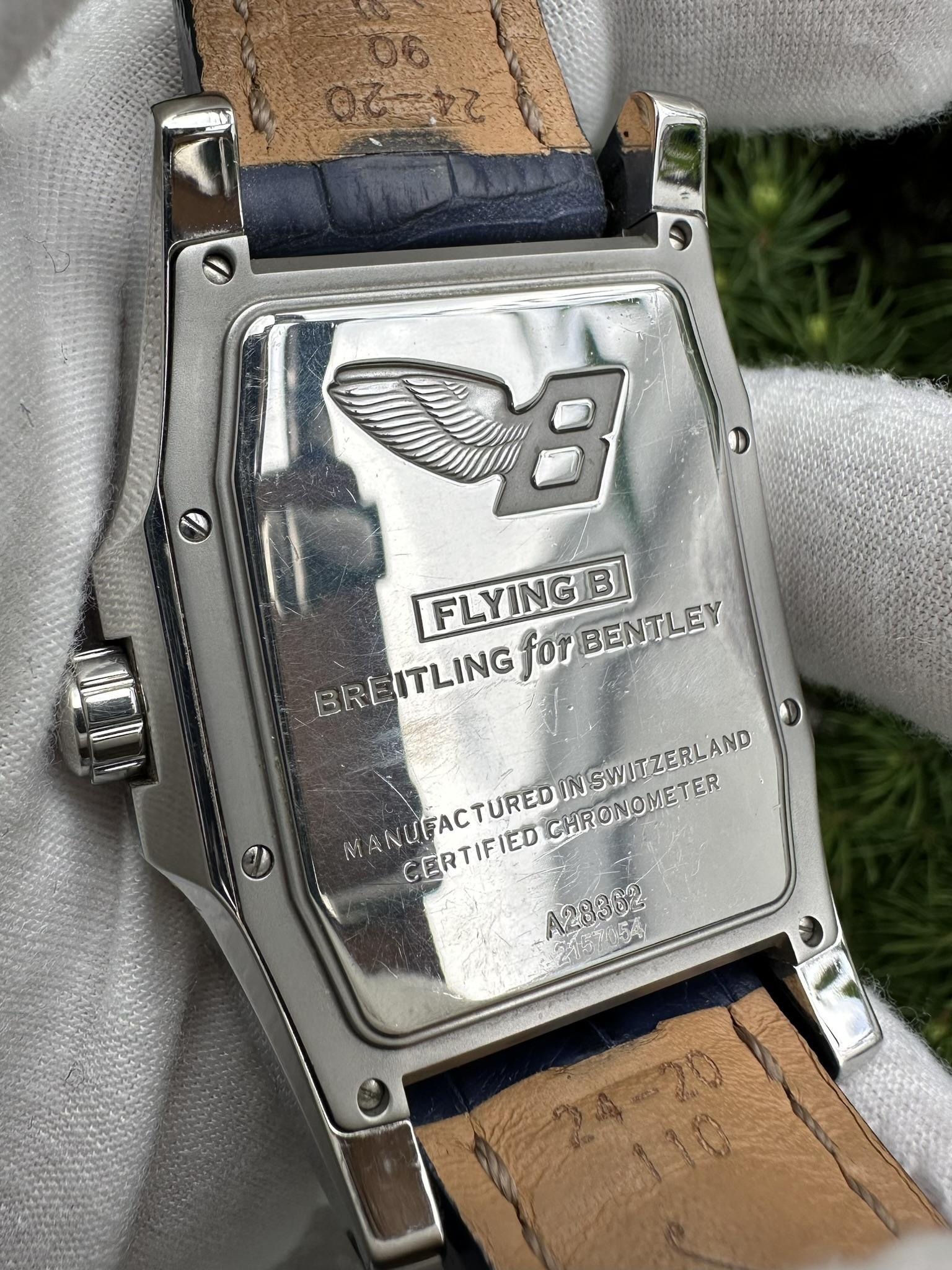 Breitling for Bentley Flying B Automatic Rectangular Watch Blue Strap Ref A28362 2