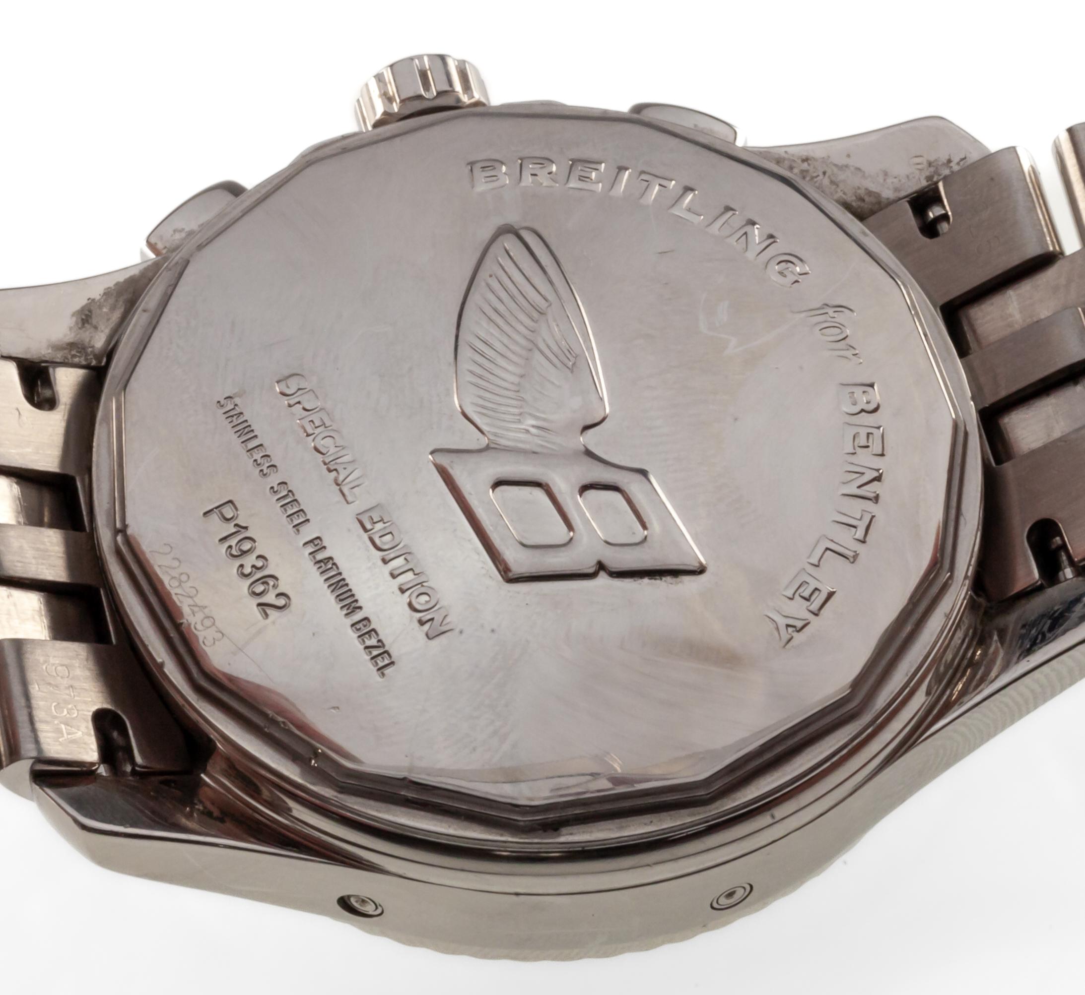 Breitling für Bentley Mark VI Chronograph Moonphase SS Uhr Extraband P19362 im Angebot 1
