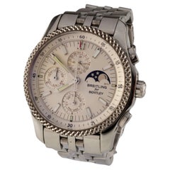 Used Breitling for Bentley Mark VI Chronograph Moonphase SS Watch Extra Band P19362