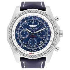 Breitling für Bentley Motors Edelstahluhr A25362 mit blauem Zifferblatt und blauem Riemen
