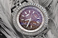 Breitling for Bentley Motors Bronze Dial Stainless Steel Iced Out Diamond A25362