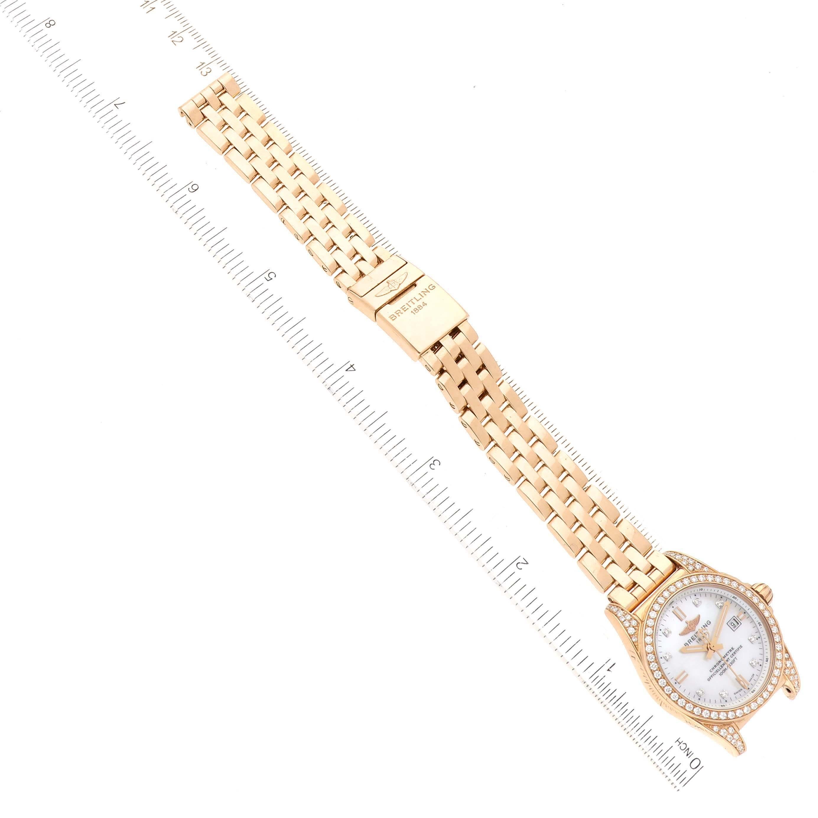 Breitling Galactic 29 Mother of Pearl Dial Rose Gold Diamond Ladies Watch For Sale 1