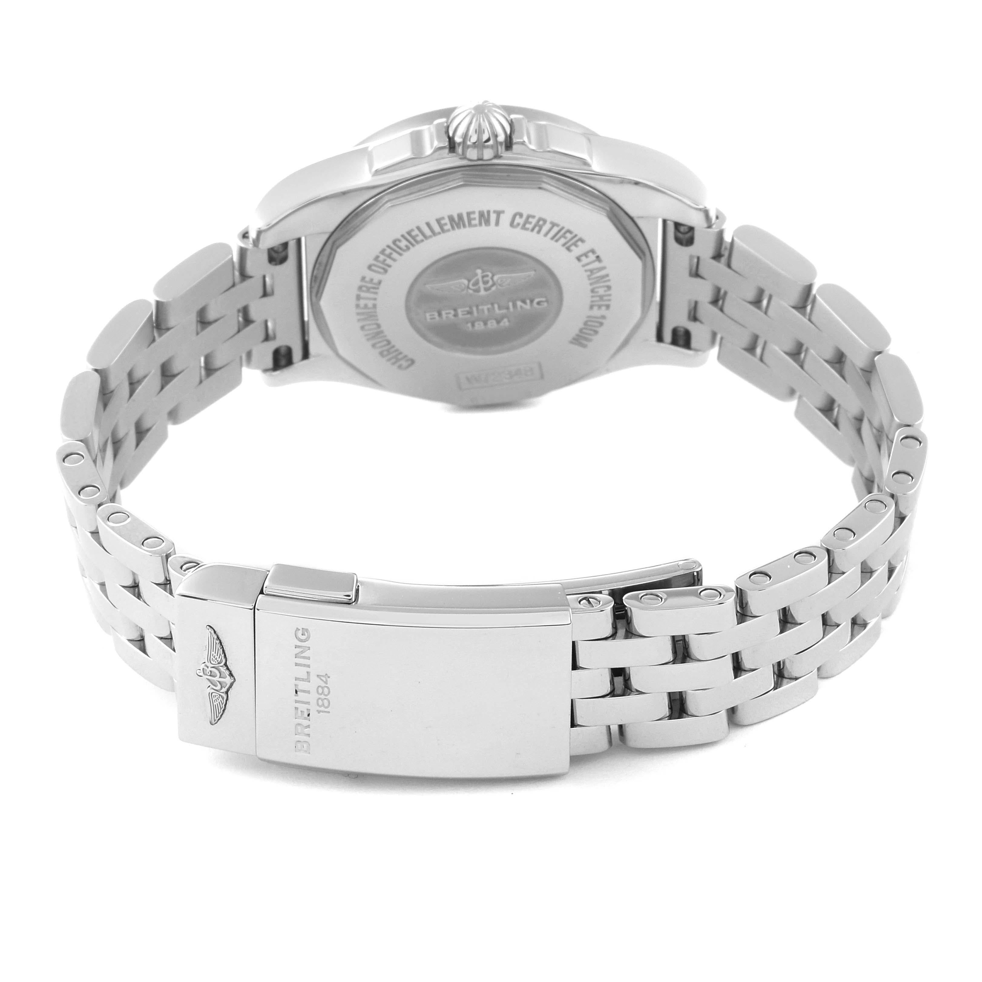 Breitling Galactic 29mm MOP Diamond Dial Steel Ladies Watch W72348 Unworn For Sale 3