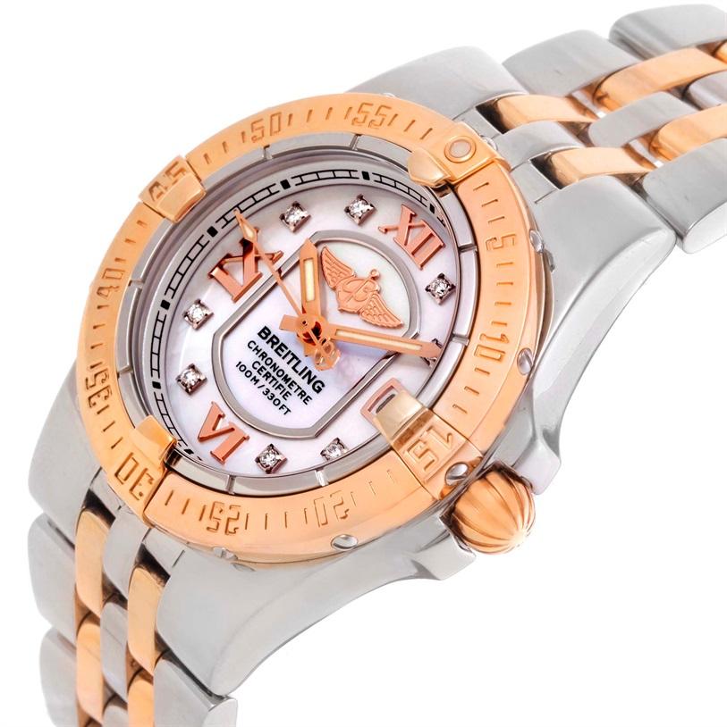 Breitling Galactic 30 Ladies Steel 18 Karat Rose Gold Diamond Watch C71340 In Excellent Condition In Atlanta, GA