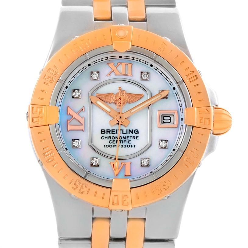 Breitling Galactic 30 Ladies Steel 18 Karat Rose Gold Diamond Watch C71340 2