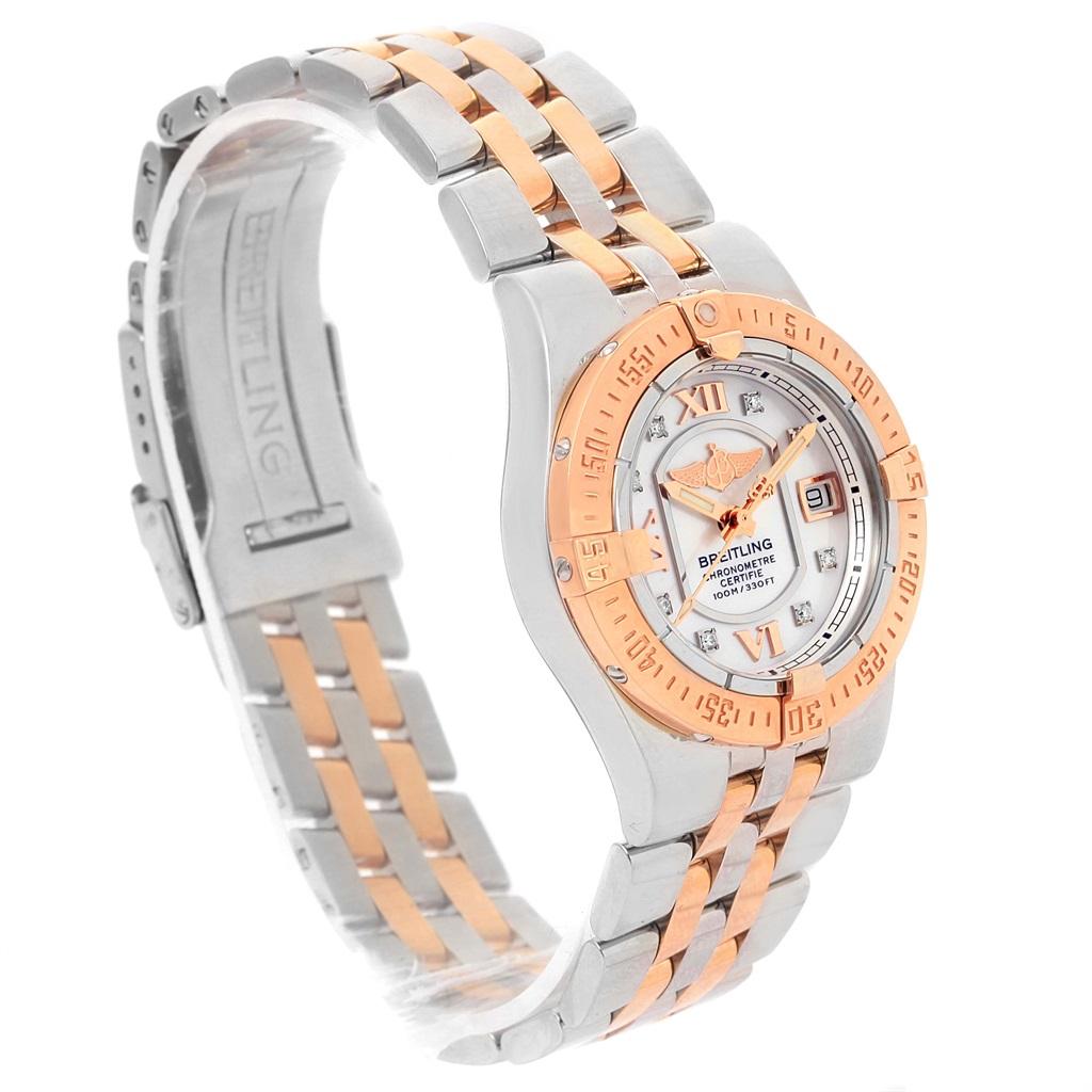 Breitling Galactic 30 Steel Rose Gold Diamond Dial Womens Watch C71340 In Excellent Condition In Atlanta, GA