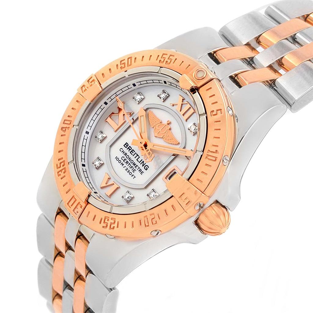 Breitling Galactic 30 Steel Rose Gold Diamond Dial Womens Watch C71340 2