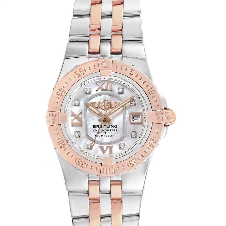 Breitling Galactic 30 Steel Rose Gold Diamond Ladies Watch C71340 at 1stDibs