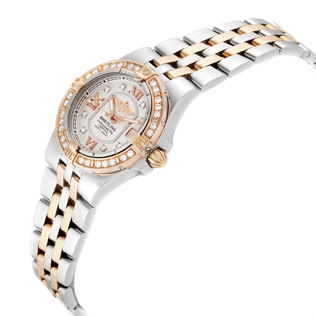 Breitling Galactic 30 Steel Rose Gold Diamond Women’s Watch C71340 In Excellent Condition In Atlanta, GA