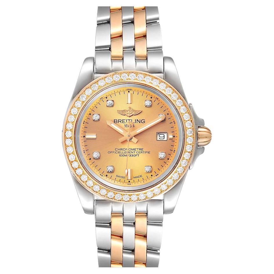 Breitling Galactic 32 Steel Rose Gold Diamond Womens Watch C71330 Box Papers For Sale